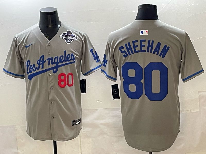 Men 2025 Los Angeles Dodgers #80 Sheehan Grey Game Nike MLB Jersey style 007